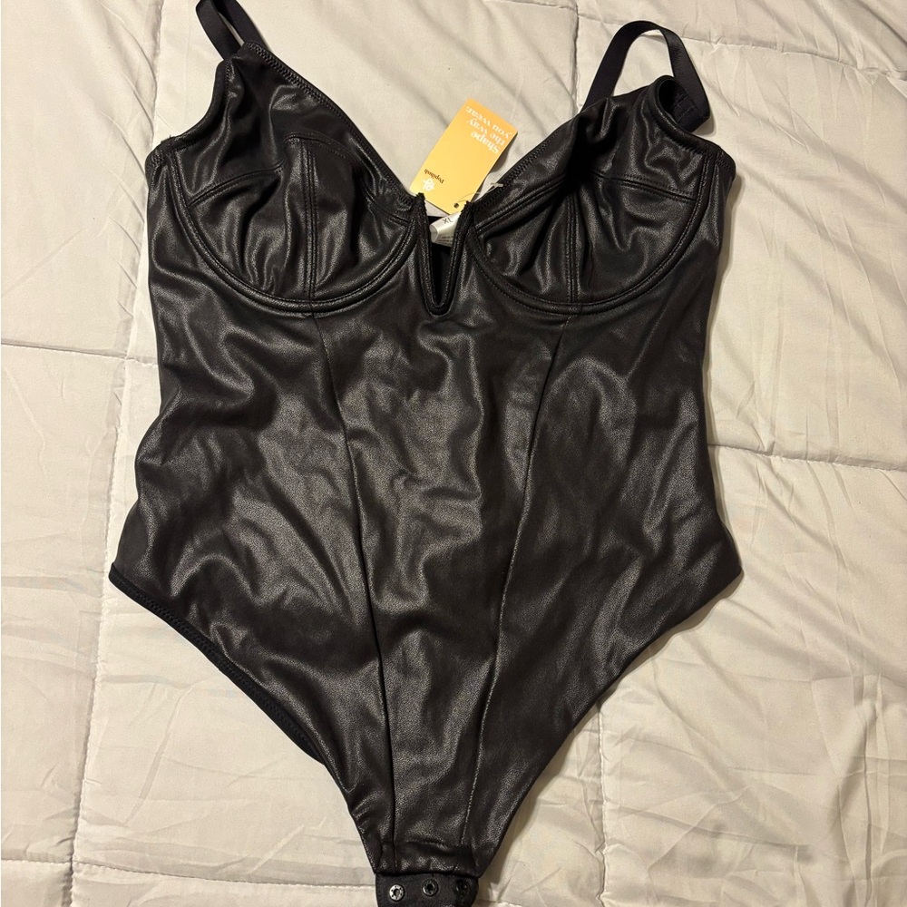 Popilush Faux Leather Bodysuit